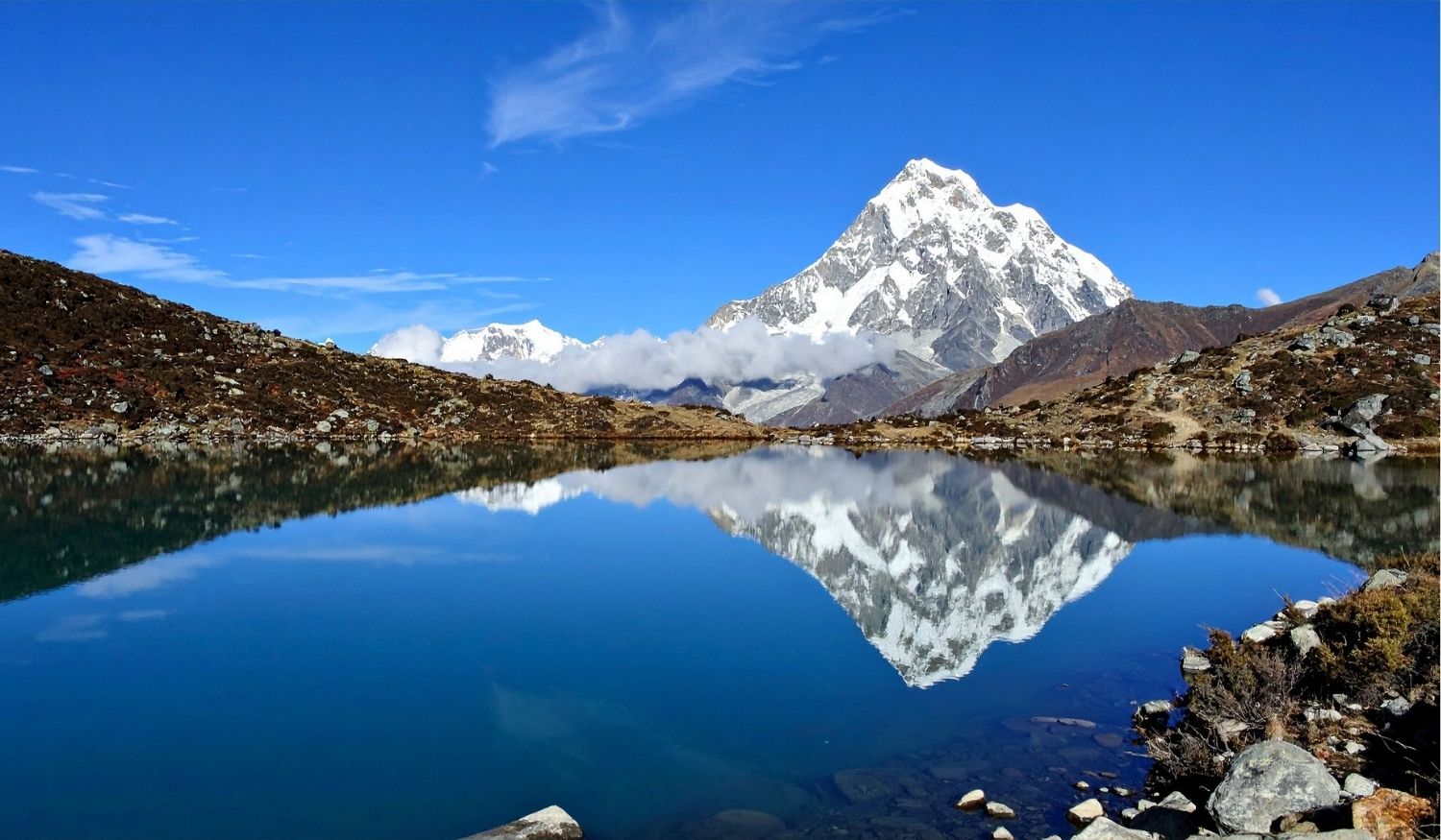 Mountain Reflection on Gokyo Lake Nepal